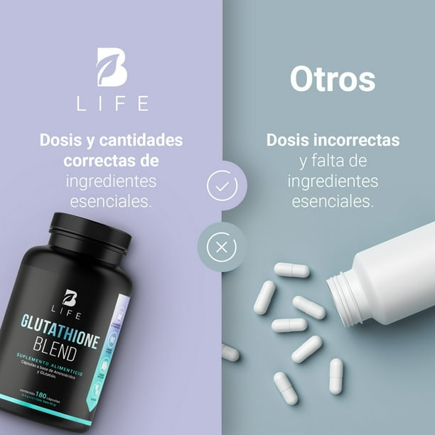 glutathione blend para que sirve Glutatión de 180c Con Precursor de Glutatión B Life BLIFE Cápsulas