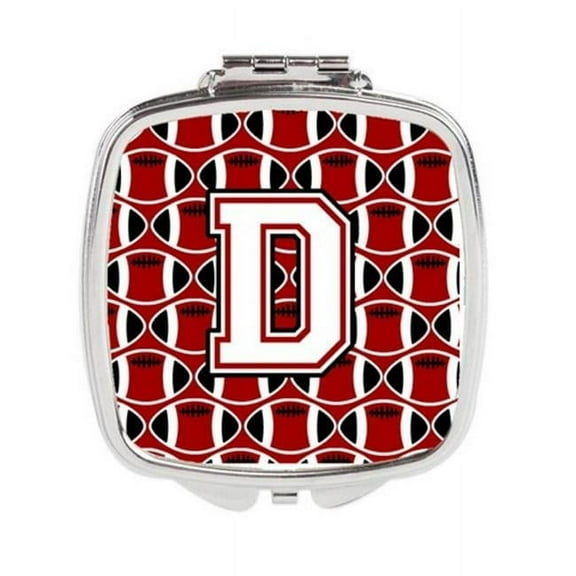 Carolines Treasures Letter D Football Cardinal & White Compact Mirror