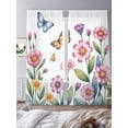 thumbnail image 3 of Pink Flowers Sheer Curtains 84 Inch Length 2 Panels Set Window Treatments, Spring Floral Butterfly Leaves Plants Pastoral Rod Pocket Semi Curtains for Living Room/Bedroom/Kitchen Décor, 104"W x 84"L, 3 of 7