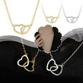 thumbnail image 2 of Double Love Heart Bling Pendant Clavicle Chain Necklace Jewelry Gift For H0L2, 2 of 7
