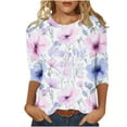 thumbnail image 2 of Wowcloth Women's Printed Crew - Neck 3/4 Sleeve Loose T - shirt, 2 of 5