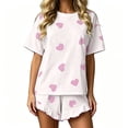 thumbnail image 2 of Elvqul Women's Ruffled Hem Short Sleeve Shorts Pajama Set, 2 of 9