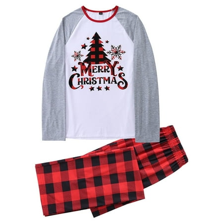 

ZMHEGW Mens Pajamas Set Christmas Plaid Printed Loungewear Christmas Long Sleeve Home Sleepwear Family Matching Outfits M For Parents Father