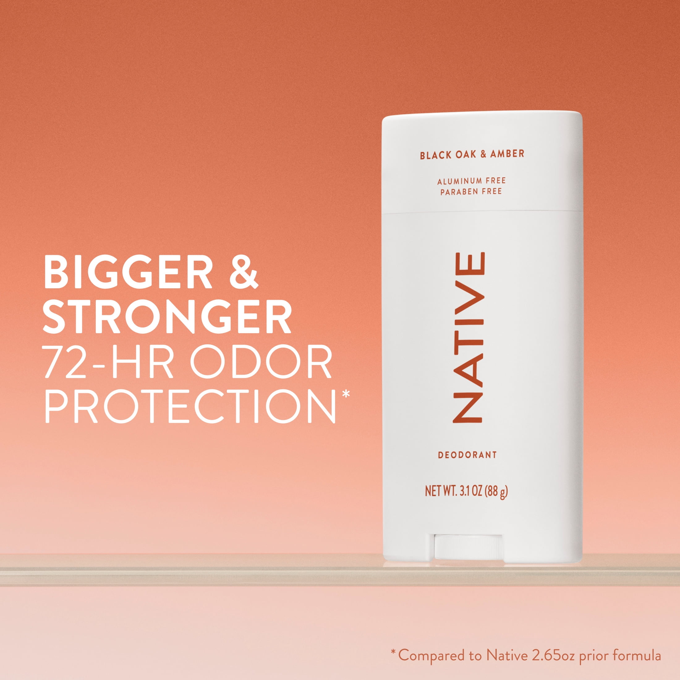 Native Aluminum Free Deodorant For Men, 72 Hour Deodorant, Black Oak & Amber, 3.1oz