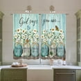 thumbnail image 2 of Farmhouse Floral Kitchen Curtains Teal Daisy Rustic Vintage Flower Inspirational Small Short Cafe Window Curtains Wooden Country Quotes Bathroom Tier Window Treatment Drapes Fabric 2 Panels 26x36 Inch, 2 of 6