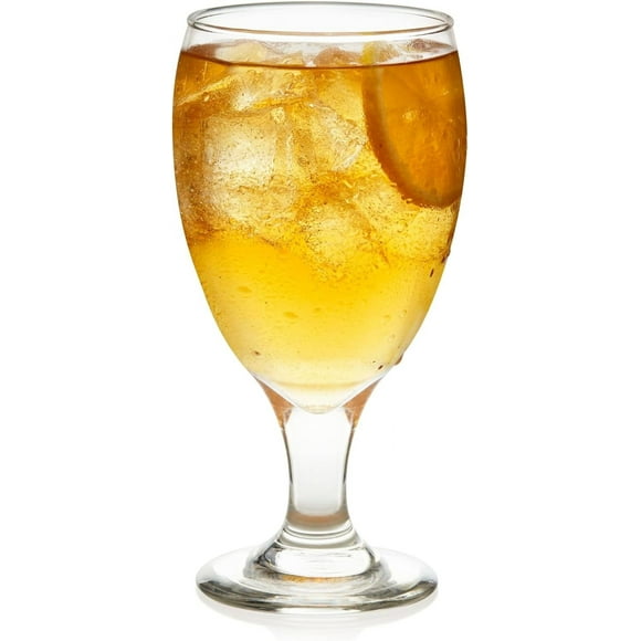 Classic Clear Glass Goblets Set of 12, Dishwasher Safe Drinking Goblets for Iced Tea, Sangria, and More, Ideal Goblet Glassware for Parties