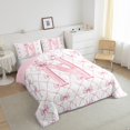 thumbnail image 3 of Manfei Initial Letter N Bedding Sets Twin with Comforter,Cute Bowtie Duvet Insert,Pink White Comforter Sets Twin Size For Girls,Breathable Bedroom Decoration Reversible,2pcs, 3 of 8