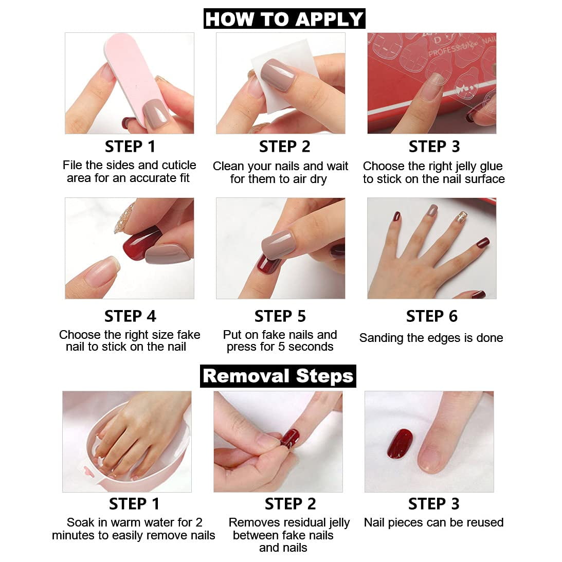 Acrylic Matte Press on Nails Medium Length, Short Coffin Stick Glue on Nails  for Women, Ballerina False Nail Art Tips Sets, Solid Color Fake Nails with Glue  Nail File | Walmart Canada