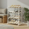 thumbnail image 4 of ROLKFUK Organizing Racks 4 Tier Metal Shoe Rack, Thickened Steel & Plastic - Tool-Free 5-Min Install, Ventilated, White, Shoe Storage Organizer for Entryway, Bedroom Closet & Dorm, 4 of 6