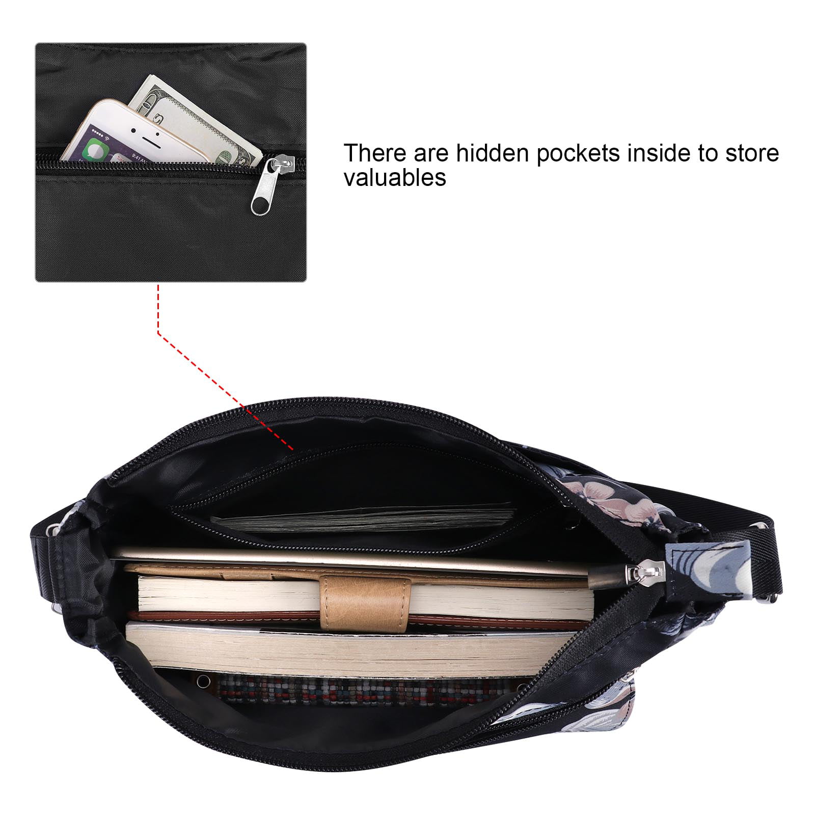 ihreesy Crossbody Shoulder Bag,Multi Compartment Phone Purse Bag with  Adjustable Shoulder Strap Purse