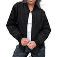 thumbnail image 2 of ClodeEU Womens Long Sleeve Baseball Jacket,Warm Windproof Zipped Jacket, Stand Collar Loose Coat Tops Black,Womens Plus L, 2 of 8