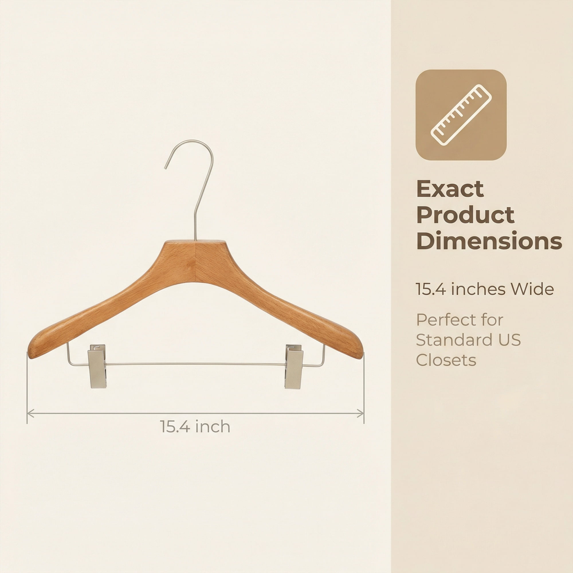 Unique Bargains 2Pcs Wood Space Saving Storage Pants Shirts Hanger Clip for Men