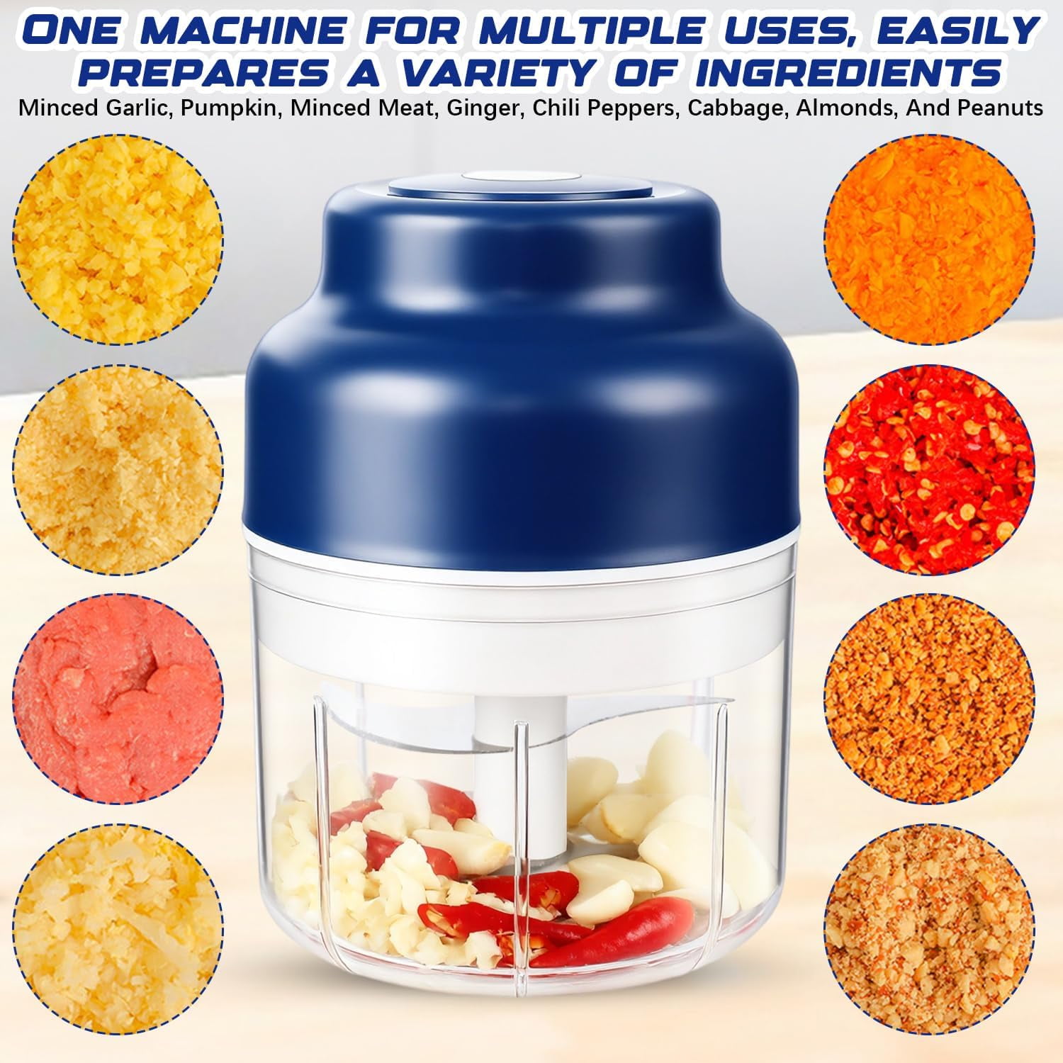 2026 New Household Electric Garlic Crusher | Mini Portable USB Charging Wireless Food Processor for Chopping Veggies, Onion & Ginger