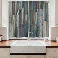 thumbnail image 2 of Ambesonne Rustic Kitchen Curtains, Blue Grey Planks Grunge, 55"x39", Umber Pale Teal Plum, 2 of 3