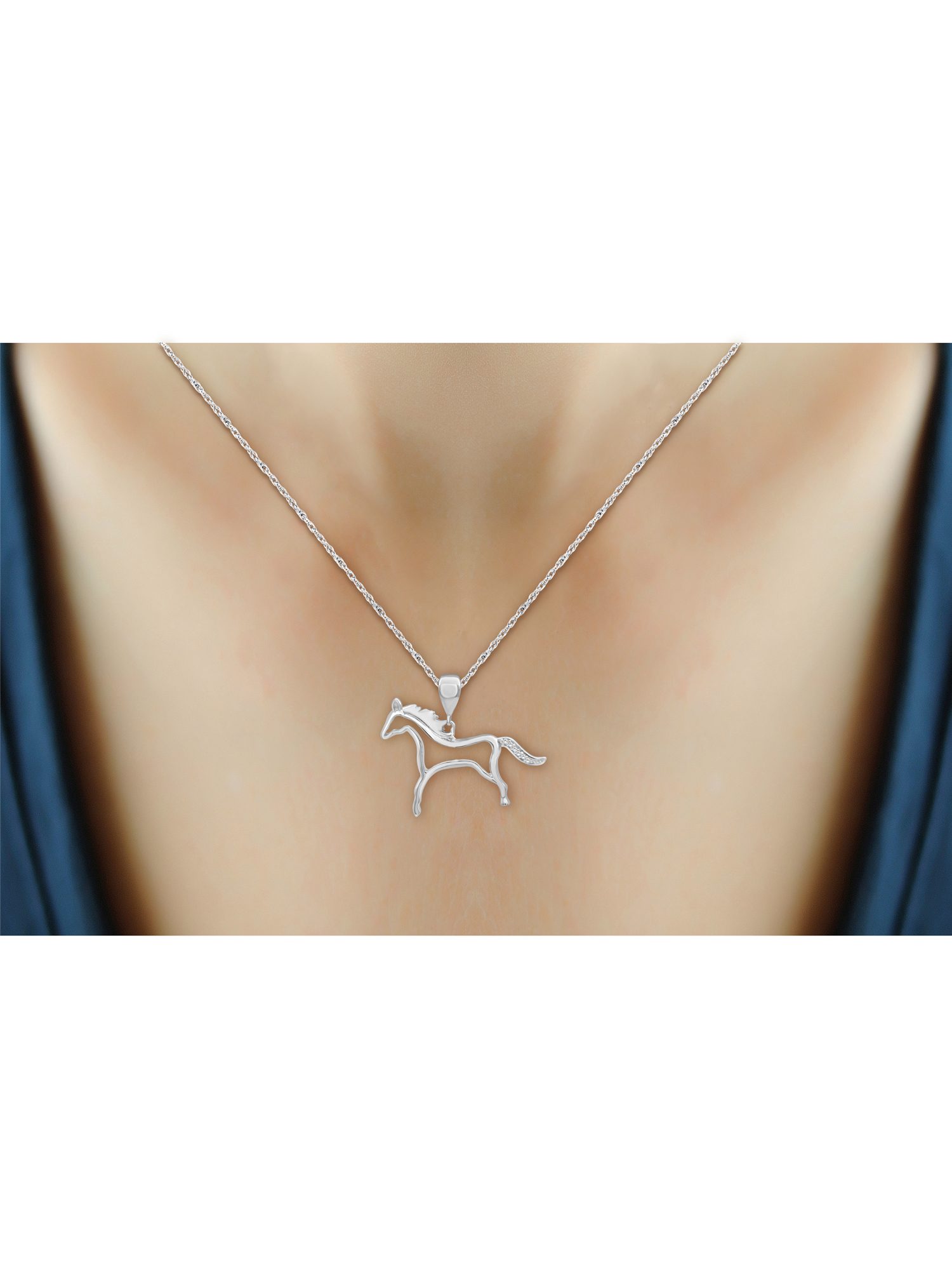 JewelersClub Accent White Diamond Sterling Silver Horse Pendant