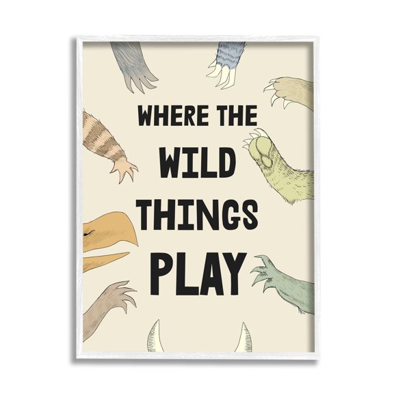 Stupell Industries Children's Wild Things Play Phrase Monster Hands Claws, 16 x 20, Design by Daphne Polselli