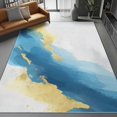 thumbnail image 3 of Area Rugs 4 X 6 ft Washable, Simple Watercolor Background Non-Skid Low Pile Indoor Carpet for Living Room Bedroom Office Backyard Decor, White Blue Printed Outdoor Rug, 3 of 7