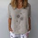 thumbnail image 1 of Fiudx Tops para Mujer Moda Mujer Verano Suelta Impresión Camiseta Manga Corta Algodón Lino Tops, 1 of 6
