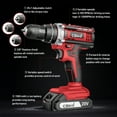 thumbnail image 5 of Cshidworld 20V Cordless Drill, Electric Power Drill Set with 1 Battery & Charger, 3/8" Keyless Chuck, 2 Variable Speed & LED Light, 266 in-lb Torque, 25+1 Position and 34pcs Drill/Driver Bits(Red), 5 of 9