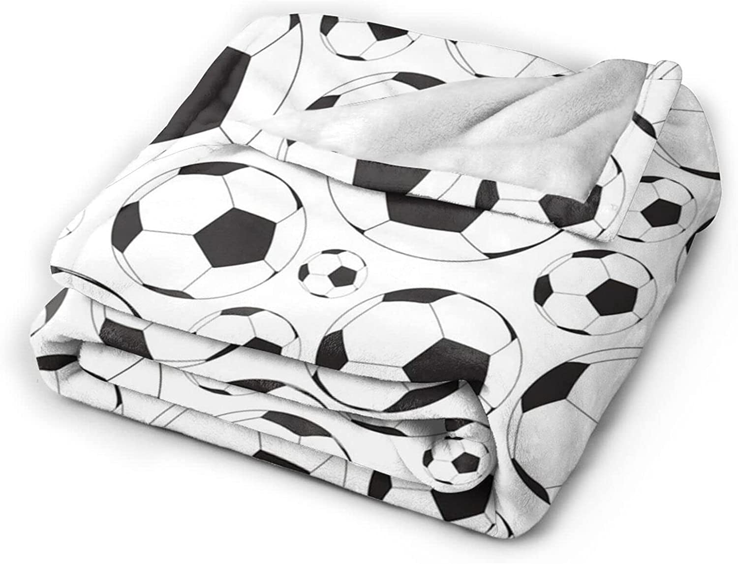 Soccer Blanket for Boys Girls Super Soft Warm Soccer Ball Throw Blankets Black and White Soccer Blanket Soccer Gift for Kids Teens Fans 50"X60"