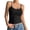 Black, variant on Women's Ribbed Crop Top with In Bra Spaghetti Strap Tank Top for Layering Casual Wear Women's Open Back Tank Top Built In Bra Padded Solid Color Sleeveless