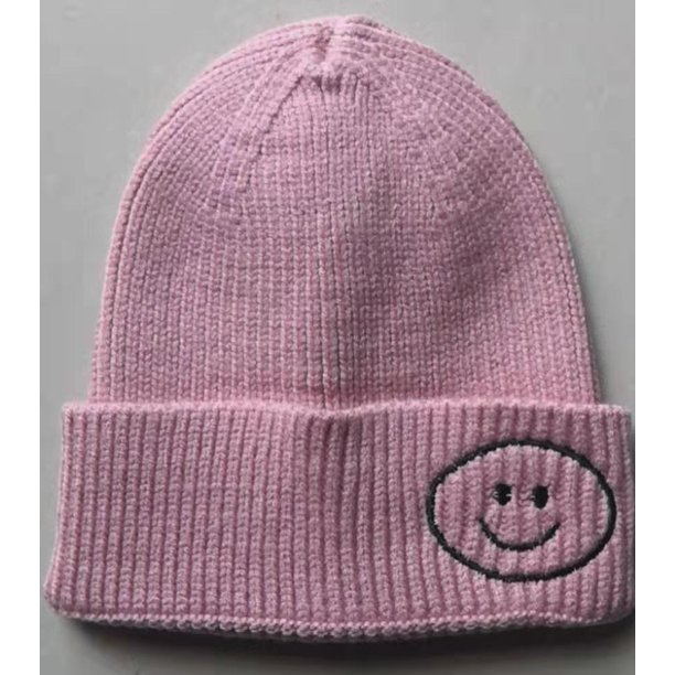 Gorro de punto para niños, para padres e hijos, otoño e invierno, nuevo gorro coreano lindo bordado de lana con sonrisa para niños y niñas