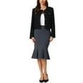 thumbnail image 2 of INSPIRE CHIC Women's Work Cropped Blazer Long Sleeve Elegant Tweed Jacket S Black, 2 of 6