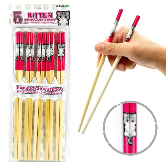 Kitten Bamboo Chopsticks (Set of 4)