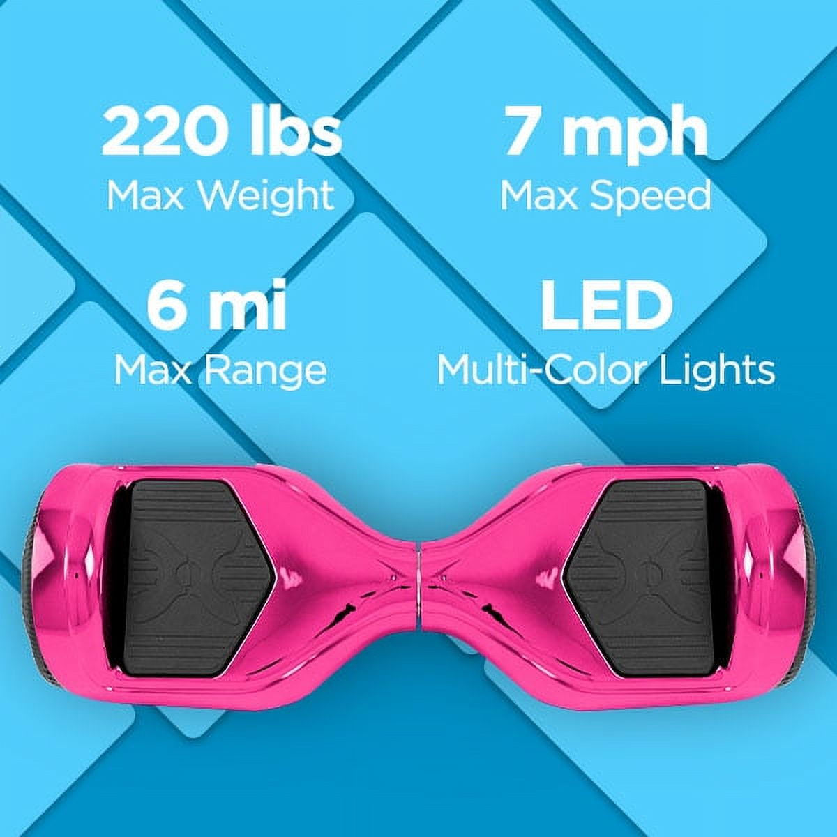 Hover 1 Allstar Hoverboard Pink 6.5in LED Wheels LED Sensor Lights Lithium Ion 14 Cell Battery Ideal for Boys and Girls 8 and Less Than 220 lbs