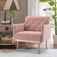 thumbnail image 3 of Velvet Accent Chair,Tufted Upholstered Single Sofa Chair with Armrest,Reading Chair with Padded Seat Cushion & Backrest,Lounge Chair with Rose Golden Tapered feet,for Living Room Bedroom, 3 of 9