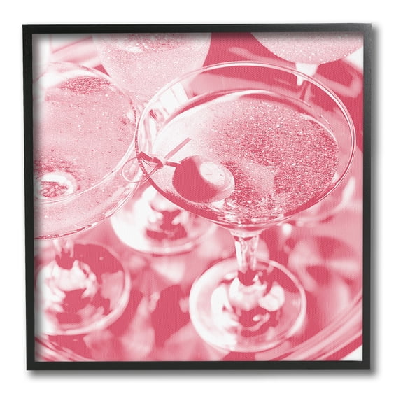 Stupell Industries Pink Glam Cocktails Food & Beverage Painting Black Framed Art Print Wall Art, 12 x 12
