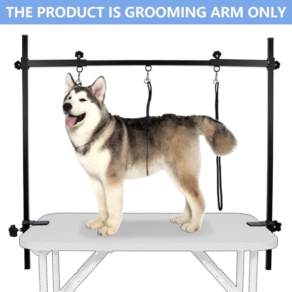 LEIBOU H-Shape Dog Grooming Arm Pet Supplies Grooming Table Arm with 3 Noose and Clamp Heavy Duty Aluminum Alloy Frame with 35.4” Adjustable Height and 36.2” ~ 50” Adjustable Width Dog Grooming Kit