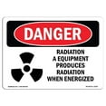 thumbnail image 1 of SignMission OS-DS-A-1218-L-2524 12 x 18 in. OSHA Danger Sign - Radiation Equipment Produces, 1 of 1