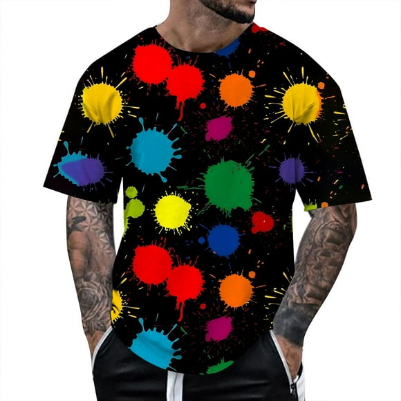 EHQJNJ Black Tshirts for Men Big and Tall Male Spring and Autumn All Print Short Sleeve Round Neck T Shirt Floral Fashion Trend Bottoming Shirt Custom T Shirt White Tshirt