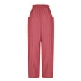 thumbnail image 6 of LLYwey Women Cargo Pants Women Casual Pant Loose Comfy Drawstring Wide Leg Crop Trousers with Pockets Female Linen Pants Long Pant Style H1221 Pinks 3XL, 6 of 8