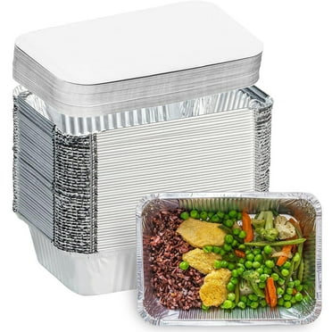 50 Packs Aluminum Pans with Lids (8.26"×5.5"), Foil Baking Tins, Disposable Foil Containers with Lids, Covers Pans and Cardboard - for Baking Cakes, Bread, Meatloaf, Lasagna