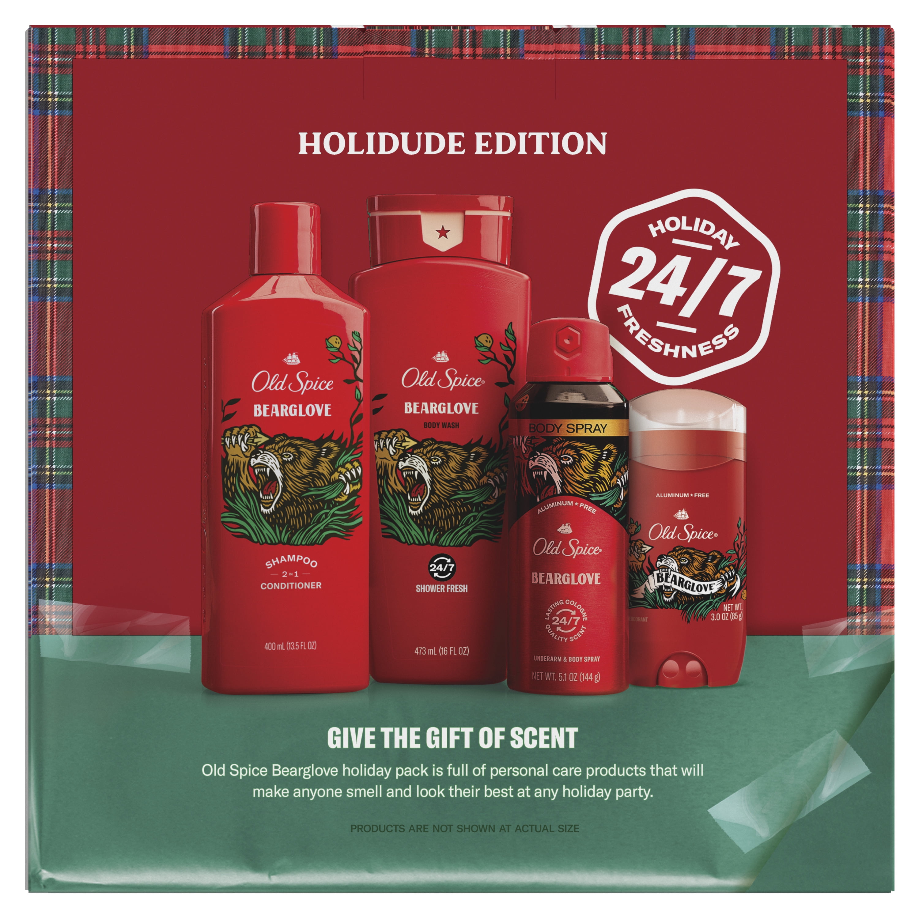 (2 pack) Old Spice Bearglove Holiday Pack, Body Wash, Deodorant, Body Spray, and 2in1 Shampoo and Conditioner