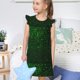 thumbnail image 4 of Fotbe Green Sparkling Vestido de Dormir para Niñas de 3 a 10 Años, Mangas Cortas, Estilo Princesa, Pijama Camisón con Mangas Voladas-XX-Large, 4 of 6
