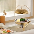 thumbnail image 4 of 6L/6.3QT Round Chafing Dish with A Hanging Lid Stainless Steel Warming Tray Gold, 4 of 7