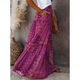 thumbnail image 4 of Caoirhny Women's Bohemian Skirts Vintage Elastic High Waist A-Line Skirts Tiered Long Skirts with Pockets, 4 of 7