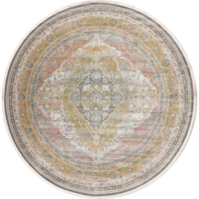 Tapis Ivoire Turc Oriental Vieilli à Motif Floral