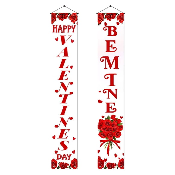 TIELUTT Door Porch Couplet Valentine's Day Couplet 30*180cm Door Couplet Banner Bunting Garden Flags Dog Flags for Yard Banners and Signs Customize Outdoor Indoor Pennant Holder