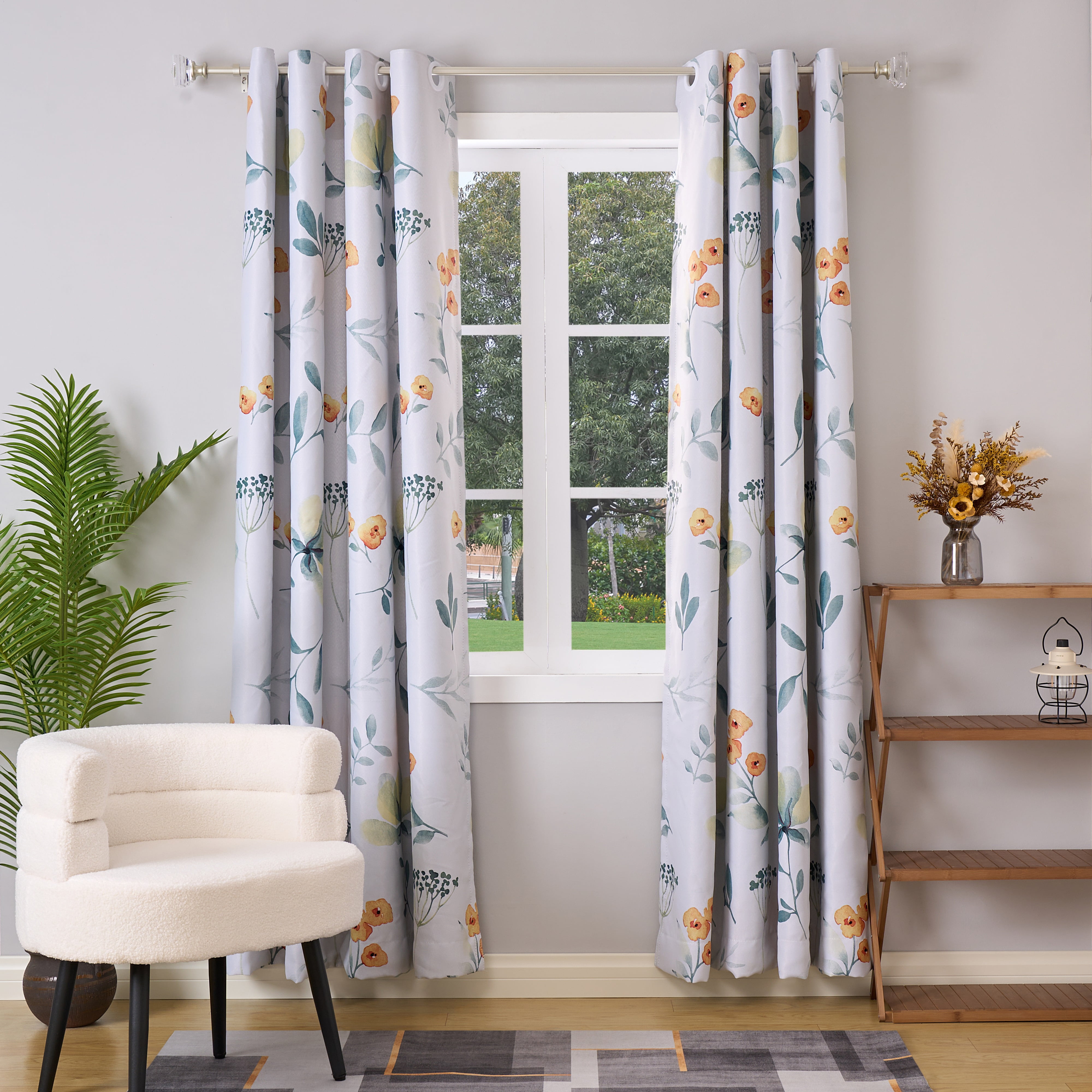 2 Packs Curtain Rod Adjustable Window Drapery Rods with clear acrylic plexiglass square finials, 3piece brackets, hardware kits. Champagne 48-86 inches.