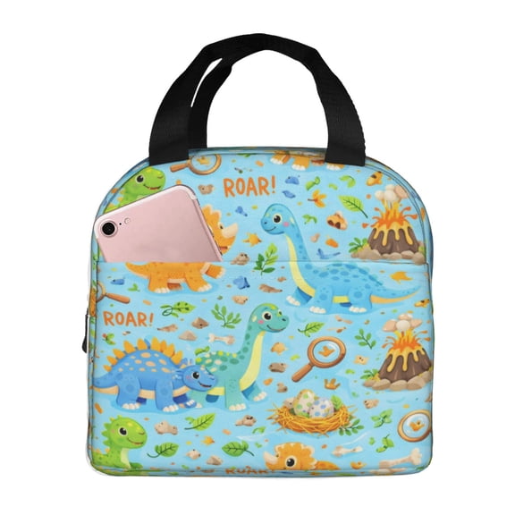 Cartoon Animal Cute Dinosaur Lunch Bag Reusable Thermal Lunch Box with Handle for Women and Men