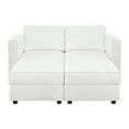 thumbnail image 5 of Sarah Small Modular Sofa Bed Sectional Sleeper Sofa Convertible Sectional Couch Bed Set Sleeper Couch, White, Air Leather, 5 of 9