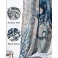 thumbnail image 3 of Coastal Octopus Kitchen Curtains Ocean Nautical Conch Coral Fish Shells Cafe Short Curtains for Bathroom Blackout Window Curtain Small Window Treatment Drapes for Bedroom Living Room 27.5"x39"x2, 3 of 9