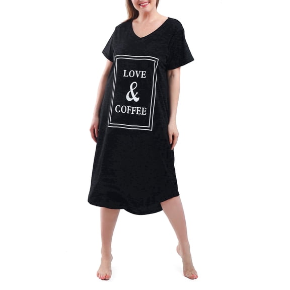 FEREMO Plus Size Nightgowns for Women V Neck Short Sleeve Nightshirts Sleepwear