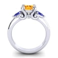 thumbnail image 4 of 2.50 Carat Round Cut Citrine & Blue Sapphire Gemstone Sparkle Three Stone Wedding Ring for Girls Solid 14K White Gold Size 11.5 by Diamond-Capitals, 4 of 8