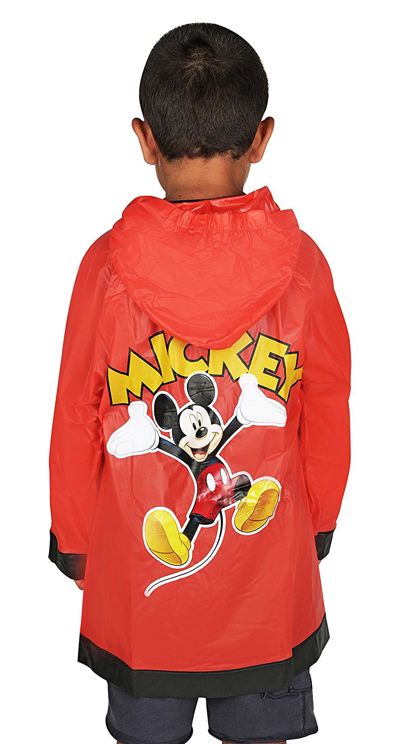 Disney Mickey Hooded Raincoat Rain Jacket Poncho Outwear for Boys Toddlers Kids Children