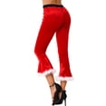 thumbnail image 4 of inhzoy Women's Christmas Bell-Bottom Pants Mrs Santa Claus Flare Trousers Leggings Red 3XL, 4 of 8